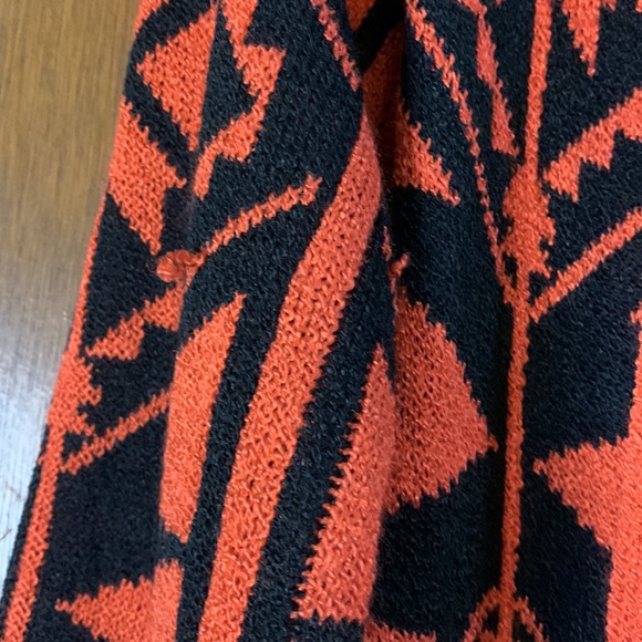 Velzera Free Boho Orange and Black Long Open Front Cardigan Sweater, cotton - Picture 6 of 6